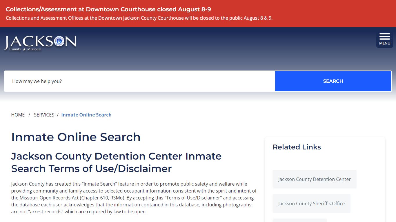 Inmate Online Search - Jackson County MO